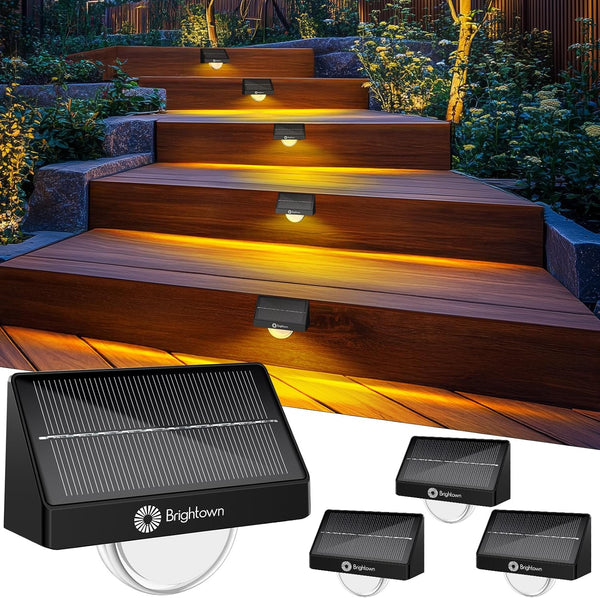 Brightown Solar Step Lights for Outside, 4 Pack Solar Stair Lights Outdoor