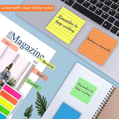 Transparent Sticky Notes, 350pcs Clear 3x3 Inch Sticky Note Set for 2023 Planner, Office School Supplies, 7 Bright