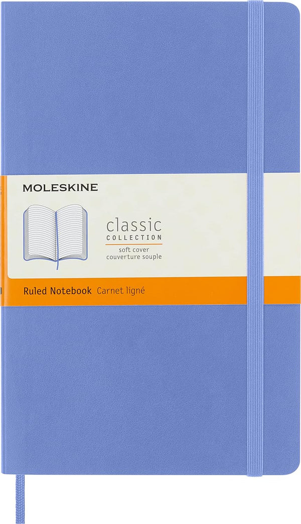 Moleskine Classic Notebook, Soft Cover, Large (5" x 8.25"), Ruled/Lined, Hydrangea Blue, 192 Pages