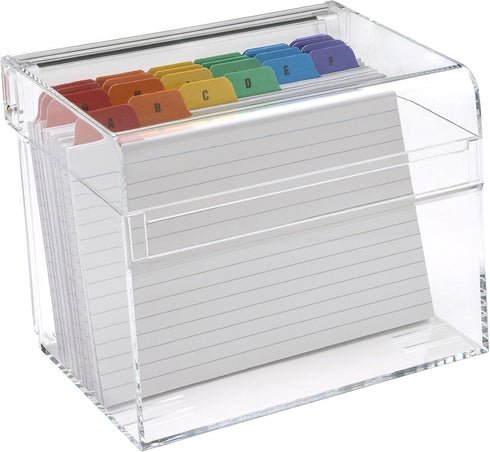 Osco Medium Clear Acrylic Index Box, A to Z Divider Tabs, 100 Lined