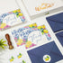 50 Summer 4 6 Inch Whaline Pcs Mediterranean Lemon Thank You Cards Boxed Blue Tile Flower Greeting Card with Envelope