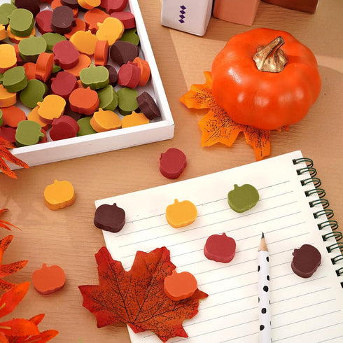 Whaline 200Pcs Pumpkin Erasers, Fall Mini Erasers for Classroom Stationery