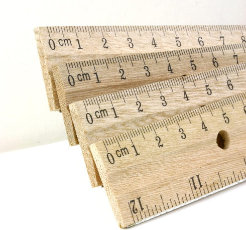 BAZIC Wooden Ruler 12" (30cm) - Single Metal Edge Measuring Drafting Rulers for Students, 2-Packs