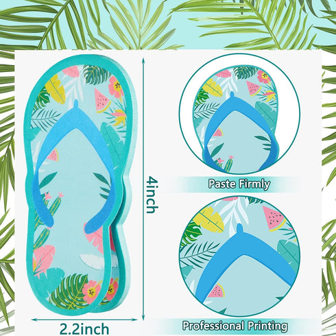 Sabary Flip Flop Sticky Notes Luau Party Favors Hawaiian Note Pads Summer Themed Flip Flop Note Pads Beach Notepad Self Stick Colorful Flip Flop Notepads Adhesive Memo Pads (Slipper, 48 Packs)