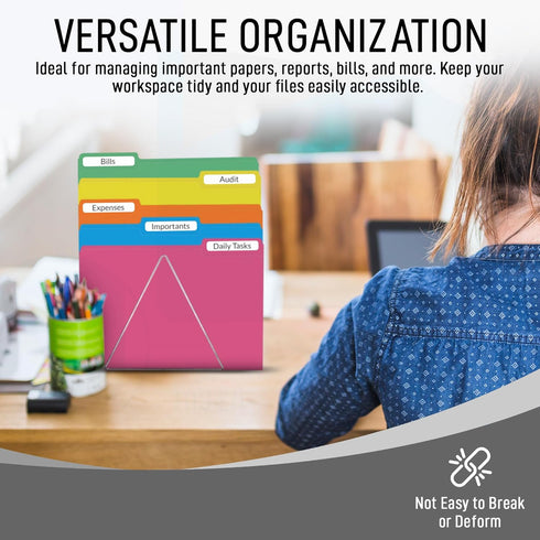 Grey File Folders - 1/3-Cut Tabs, Letter Size, 12-Pack - Durable Office Filing Folders