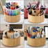 SOUJOY Bamboo Pen Holder Organizer, 360° Rotating Art Supply Caddy with 11 Compartments, Holds 200+ Pencils, Office Box