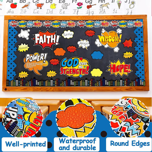 Religious Hero Bulletin Board Set, Super Theme Hero Jesus Cutouts for Sunday School Classroom Decor
