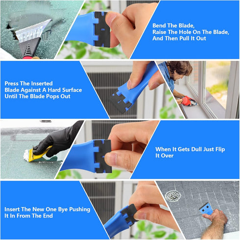 Plastic Razor Blade Scraper Blades, Double Edge Razor Blades for Removing Decals & Cleaning Window Glass, 300 Pieces