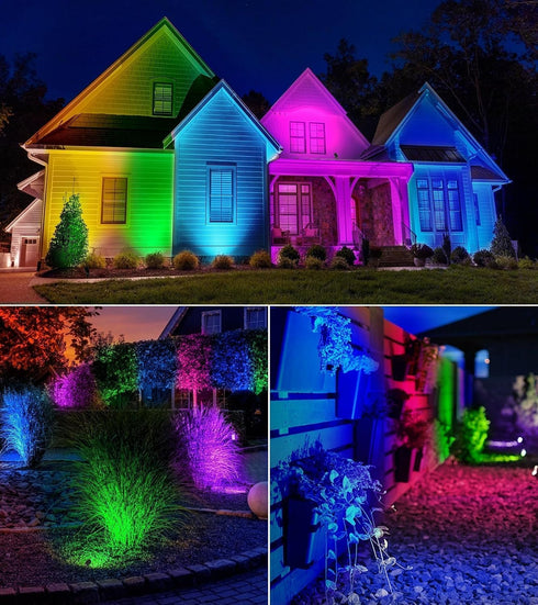 12W 120V 2 Pack SUNVIE RGB Spot Lights Outdoor LED Color Changing Landscape Lights with Remote Control RGBW Landscape