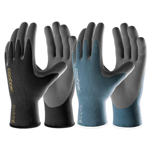 COOLJOB Micro-Foam Nitrile Safety Work Garden Gloves with Touchscreen Fingers, 6 Pairs Lightweight for Men s Sweaty