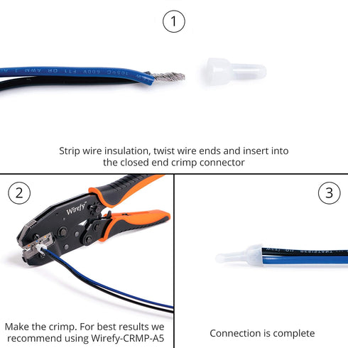 Wirefy 280 PCS Closed End Crimp Connectors, Wire End Caps for 22-10 Gauge