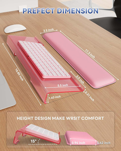 Laborio Computer Keyboard Wrist Rest Stand for Desktop, Keyboard Holder for Easy Typing with Wrist Pad for Office Desk