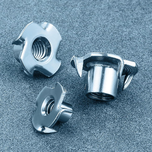 Wensilon 1/4 20 (100 T-Nuts * pcs), zinc Plated Steel, for Wood, Climbing Holds and cabinets