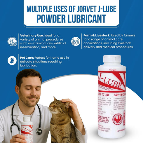 10oz 6-8 JorVet J-Lube Powder Lubricant | Easy-Mix Formula, Non-Irritating & Mess-Free | Bottle Makes Gallons | Trusted