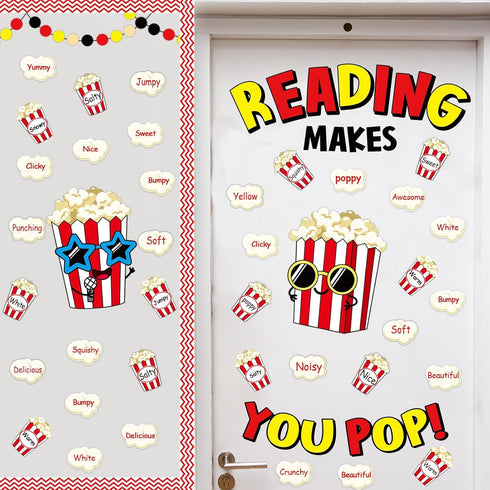 Popcorn Cutouts - Popcorn Theme Classroom Bulletin Board Decorations, Reading Makes You Pop Themed Birthday Party