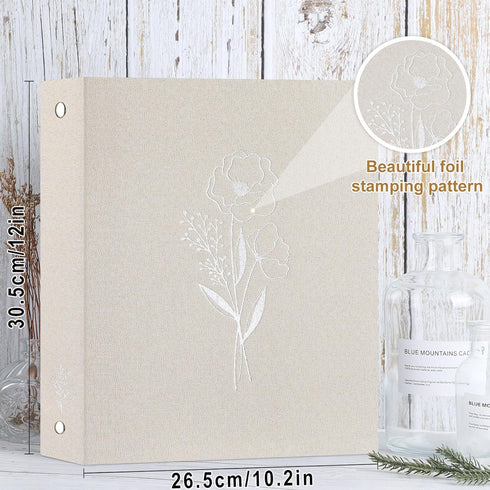 Lanpn Aesthetic Letter Size A4 3 Ring Binder, 2 Packs Linen Hardcover 1 inch Round Rings for Office School (Beige)