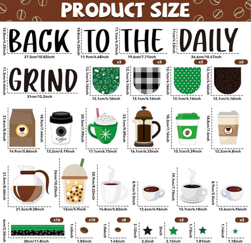 Coffee Bulletin Board Set Coffee Cup Classroom Decorations Hot Cocoa Cutouts Green Coffeehouse Crafts for Teachers Students Back to School kindergarten Wall Door Decors Party Supplies