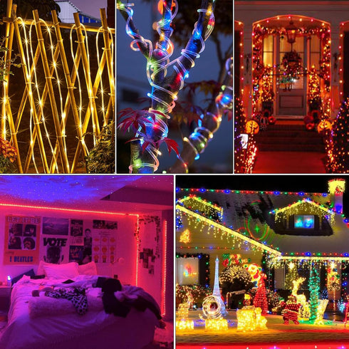 49Ft 18 150 Nazuwke LED Rope Lights for Outside, Colors Changing Outdoor Fairy String Lights with Remotes, Waterproof