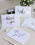 T&M Quality Designs LLC 100 4 4x6 Inch Thank You Cards in White with Envelopes & Stickers - Elegant Designs Bulk Notes