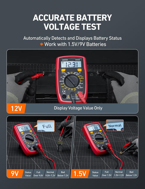 AstroAI Digital Multimeter Tester 2000 Counts with DC AC Voltmeter and Ohm Volt Amp Meter for Voltage, Current,