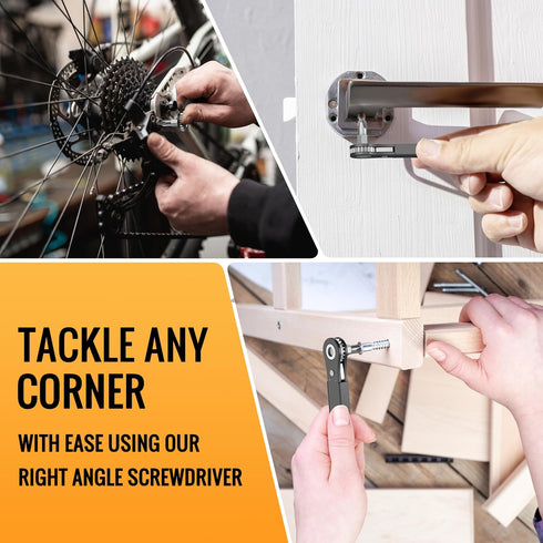 Right Angle Screwdriver - 90 Degree Offset Ratcheting Pocket Mini Wrench Bit Socket Set for Tight Space Gifts