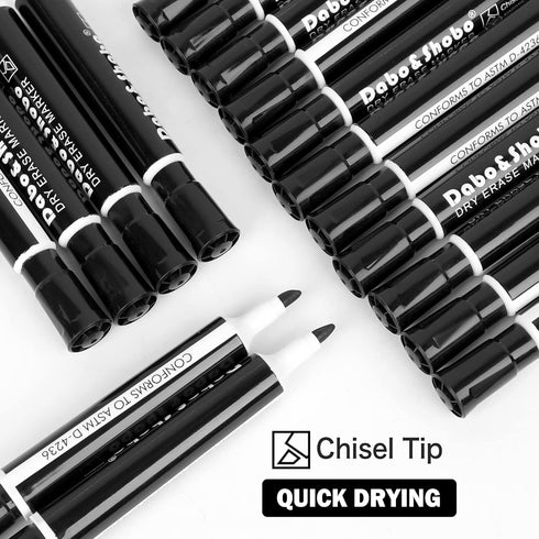 Dabo&Shobo Dry Erase Markers, Bulk Pack of 72 Count, Low Odor Ink, Chisel Tip, Black Whiteboard Markers for School