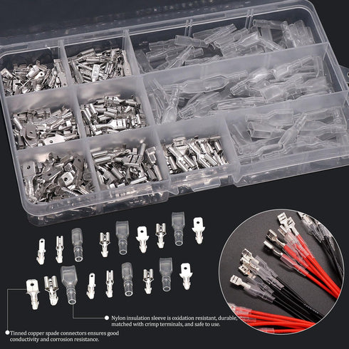 Twidec/360Pcs 2.8/4.8/6.3mm Quick Splice Male and Female Wire Spade Connector Crimp Terminal Block Assortment Kit