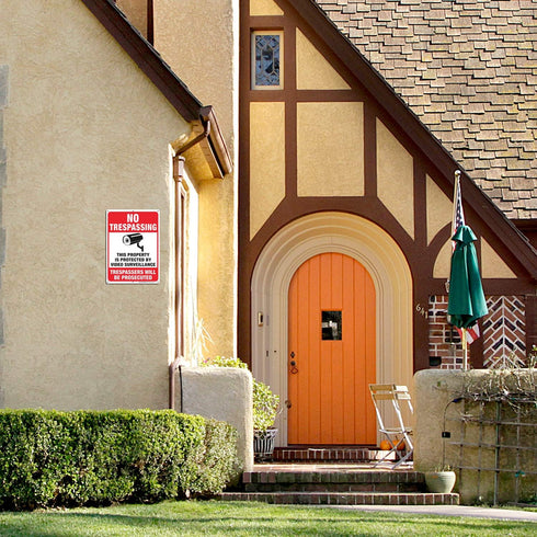 2 Pack No Trespassing Sign, 10 x 7 Inches Metal Reflective Sign for Indoor or Outdoor Use, CCT