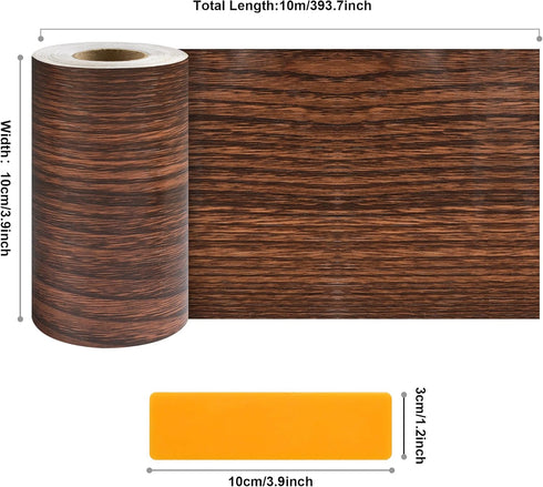 JUNART Tape(10cm1000cm), Wood Grain Repair Self-Adhesive Waterproof Realistic Textured Repair Duct Tape for Tables