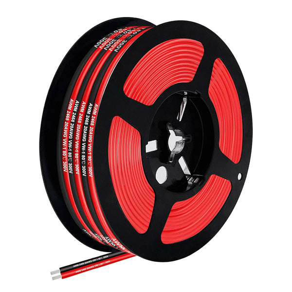 18 AWG PVC Electrical Wire, 26FT, 18 Gauge 2 Wire Red Black Cable for LED Strips Extension Wire