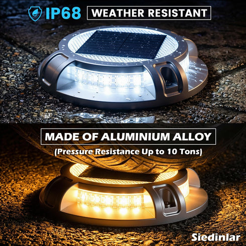 4 40 (1 Pack) SIEDiNLAR Solar Driveway Lights Outdoor Modes LEDs Deck Driveway Markers Marine Dock Light Waterproof