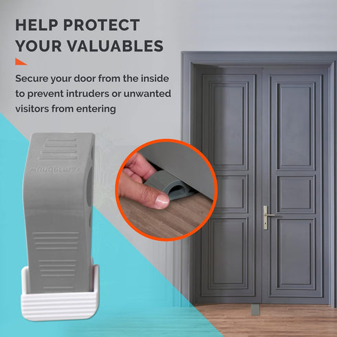 Wundermax Door Stoppers - Pack of 3 Rubber Wedge for Carpet, Hardwood, Concrete, and Tile