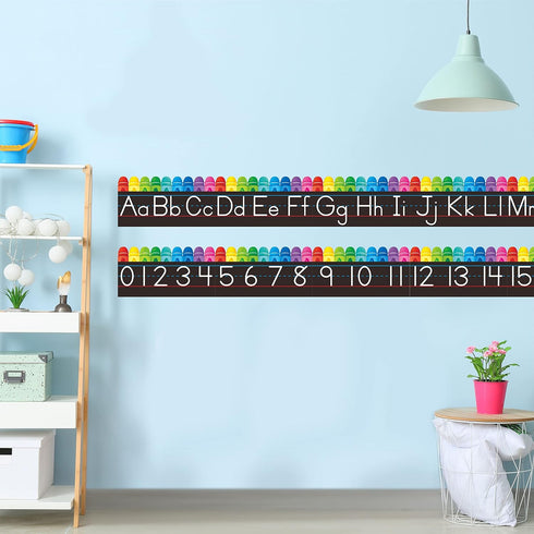 Set, 15 26 0-20 Alphabet Bulletin Board PCS Crayon Die-Cut ABC Wall Decorations Upper & Lower Case Letters Plus Numbers