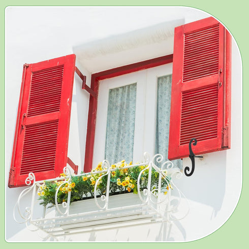 MorningRo 2 Pack 6.5 Inches Black S Style Shutter Dogs Shutter Dog Holders with Mounting Hardware External Shutters