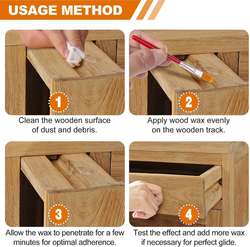 Meuvcol 7 Oz Wood Lubricant, Paste Wax for Wood, Drawer Slide Wax for Sticking Wood-to-Wood Drawers, Antique Furniture