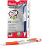 Pentel GlideWrite Ballpoint Pen with TechniFlo Ink, 1.0mm Medium Line, Orange Ink, Box of 12 (BX910-F)