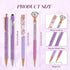 Sabary 8 Pcs Ballpoint Pens with Holder - Metal Crystal Diamond Glitter Pencil Holder for Women Girls