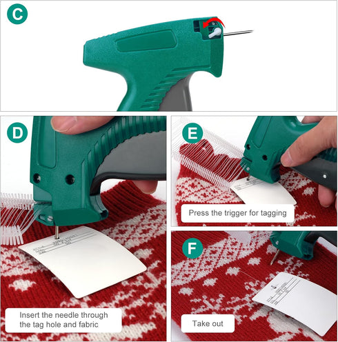 Tagging Gun for Clothing with Case, Standard Retail Price Tag Attacher Kit with 6 Needles & 1000pcs Fasteners