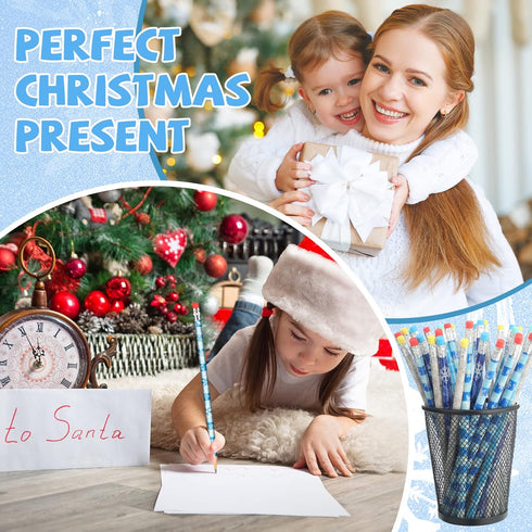 Sherr 144 Pieces Snowflake Pencils Bulk, Winter Pencils for Holiday Thanksgiving Christmas Birthday Present Party Favor