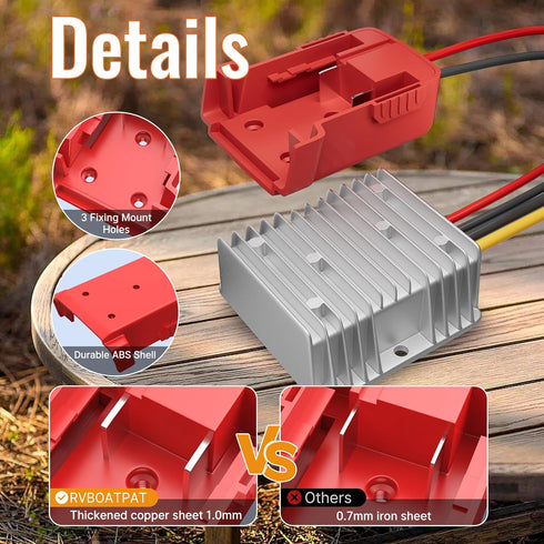Step Down Converter 18V to 12V for Milwaukee M18 Power Wheel Battery Adapter, DC 12V 20A 240W Buck Converter