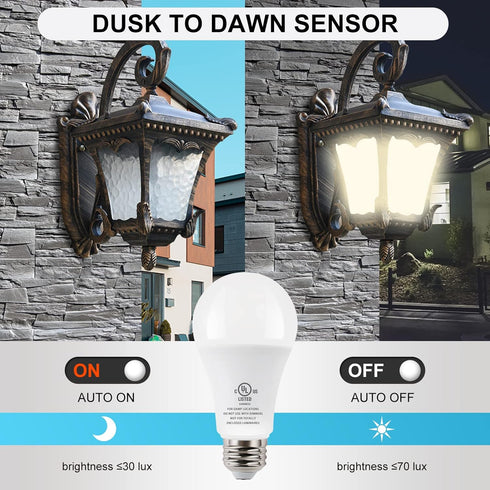 JackonLux Dusk to Dawn Light Bulbs Outdoor Led Light Bulbs with Dusk to Dawn Sensor Outdoor Light Bulb for Garage Porch Outdoor Lighting Smart Light Bulbs Automated Lighting Soft White 6Pack by JackonLux