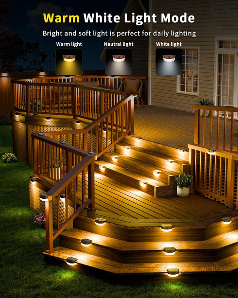 50ft,15 Lighting,IP67 Solar Fence Lights with Remote Control Multi Colors Solar Powered Outdoor Step Waterproof Led