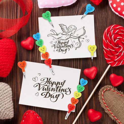 Zonon 36 Pieces Valentine Pencils Stackable Heart Pencils Plastic Stacking Heart Pencil Valentine's Day Cute Smile Face Pencil, Home School Stationery Party Favors for Kids(Colorful)
