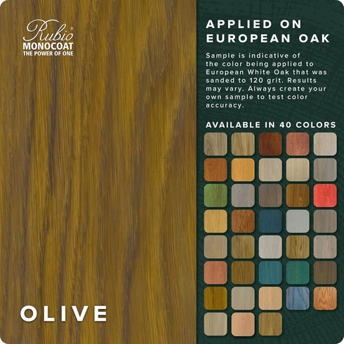 2C 100 mL Rubio Monocoat Wood Stain & Finish Sample - Olive | Oil Plus Part A | Quick-Dry, Eco-Friendly Linseed Wood