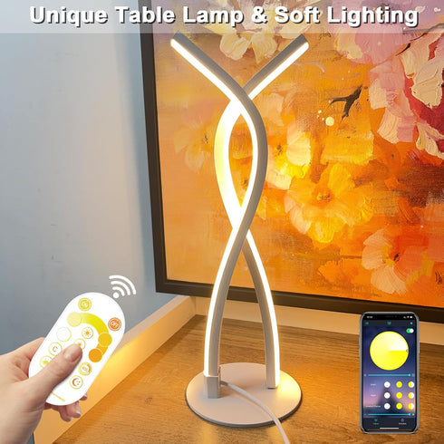 Daymeet Table Lamp for Bedroom, Bedside Lamps for Nightstand Dimmable, 3 Color Temperatures Night Stand Light with Remote and APP Control Desk Lamp for Kids Room Living Room Office by Daymeet