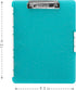 Dexas Slimcase 2 Storage Clipboard with Side Opening, Teal Glitter, Office Supplies Clipboards to Organize, Carry and Store, A4 Holder, Combine Style and Functionality, Nursing Clipboard