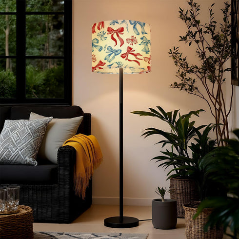 RAINFALLARING Seamless 13"x13"x10" Drum Lamp Shades ribbon hand drawn watercolor painted You can change color Lampshade
