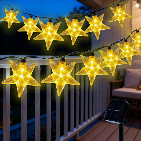 50 LED Solar Star Lights Outdoor, 30.67FT Star Twinkle Lights Outdoor Waterproof