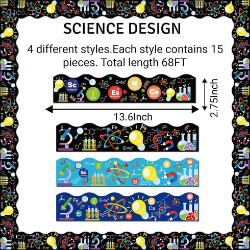 Fankya 68 Bulb Ft Science Bulletin Board Borders Stem Science Classroom Decorations Light Border Trims for Chemistry