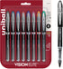 uniball Vision Elite Roller Ball Pen, Stick, Micro 0.5 mm, Black Barrel, Assorted Ink Colors